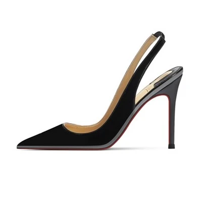 Pympiau Slingback Lledr Patent Plus Maint