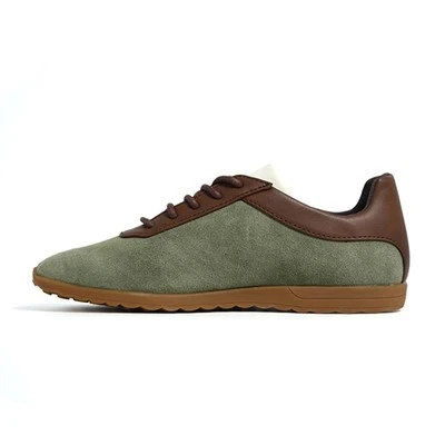 Sneakers Retro Lledr Olive Suede Rhedeg